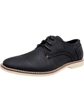 Jousen Men's Black622 Leather Lace Up Lightweight Comfortable Oxfords Shoes